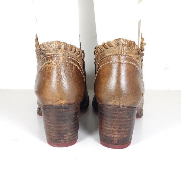 BedStu Women's Carla US6,5 Brown Leather Distressed Whipstitch Heel Ankle Boots - Picture 9 of 14